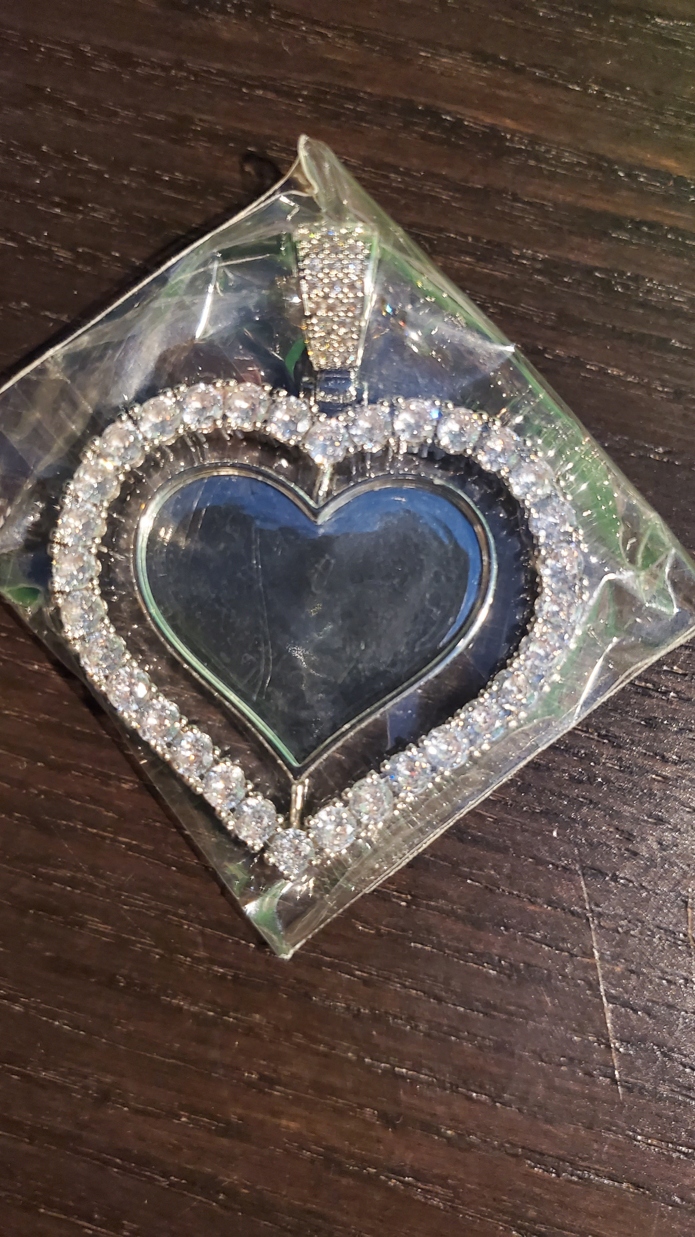 Circle and Heart shape rotating double-sided Medallions Pendant Necklace