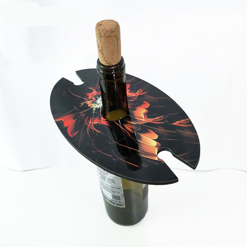 Oval Wine Caddy Wood Wine Holder with wooden Blank Glass Cup Holder